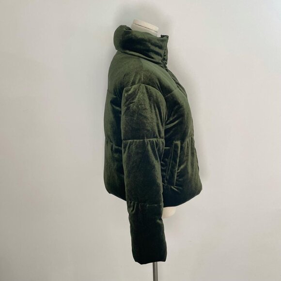 Asos Emerald Green Velvet Puffer Jacket | Women’s Size US 4 / UK 8 - Picture 3 of 6